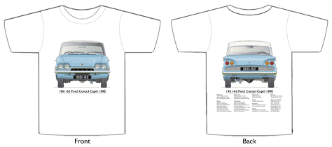 Ford Consul Capri 1961-62 T-shirt Front & Back
